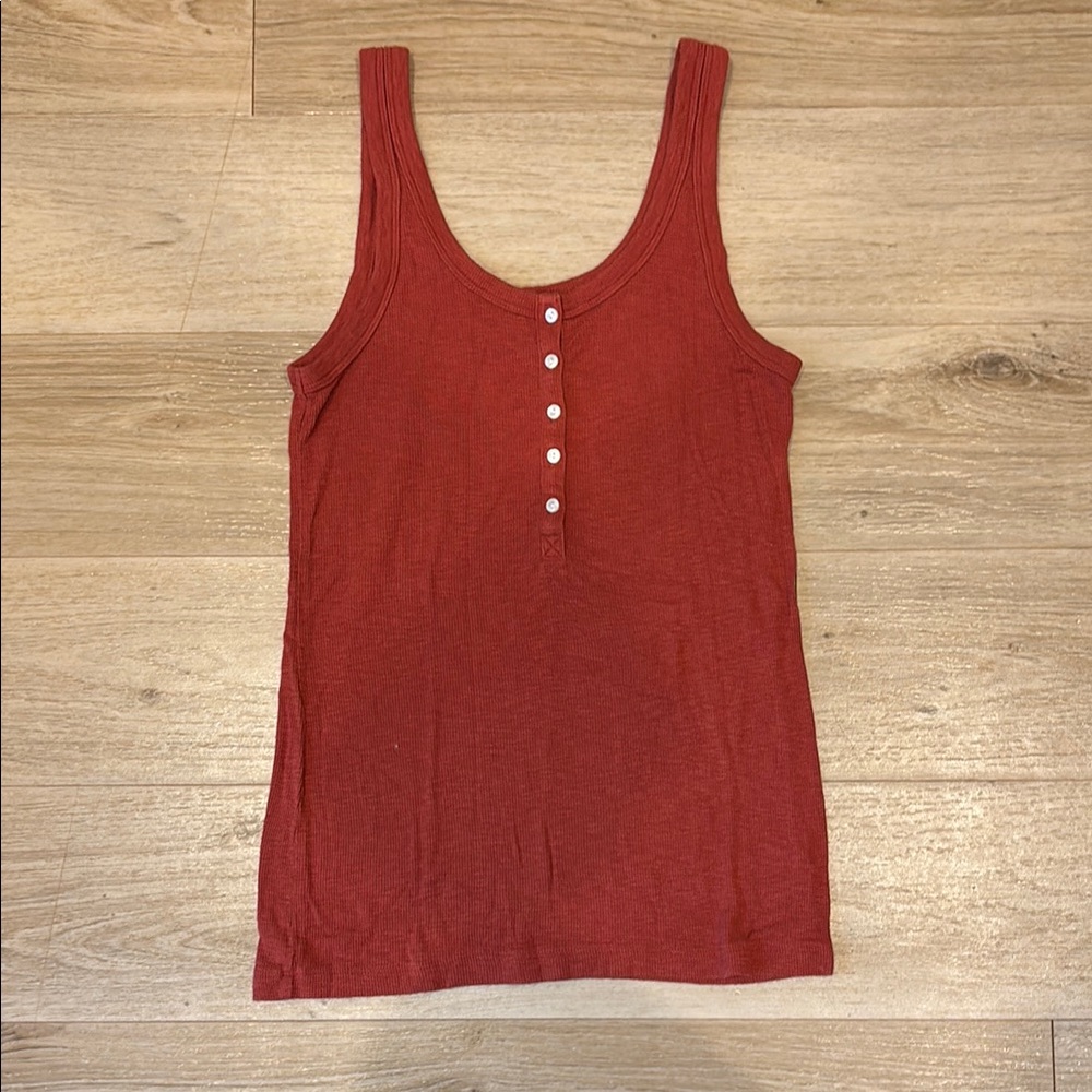 Aerie Red Fitted Sleeveless Tank Top